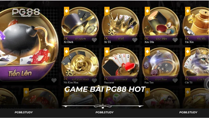 Tham gia các game của sảnh Game bài tại PG88